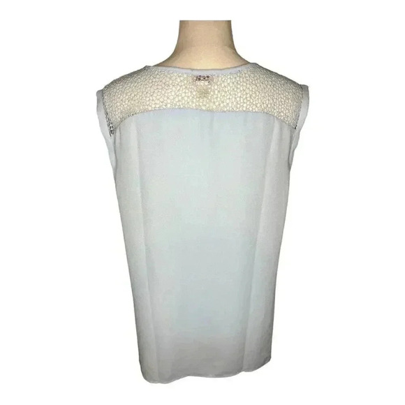 Ann Taylor Loft Women’s Medium Oversized Pale Blue Cuffed‎ Sleeveless Top - Picture 3 of 7